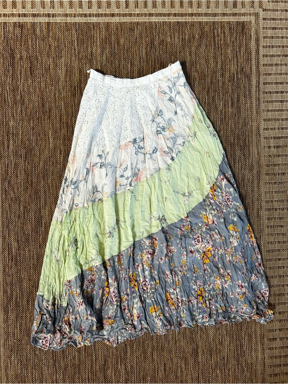 Free people in the flowers floral patchwork midi skirt | size 2